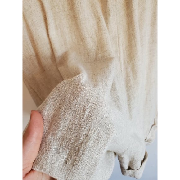 Kalihi Neutral Linen Button Front Romper-Medium-Ivory. - Picture 11 of 11